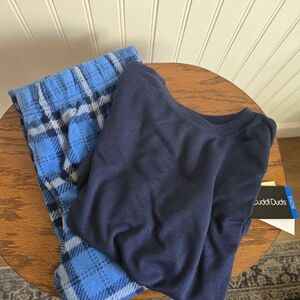 Cuddl Duds Kids Pajamas Set - Navy and Blue Plaid Size 8 Boys
